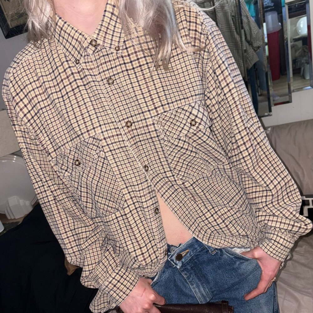 Vintage Prefab Classics Plaid Corduroy Button Up Large